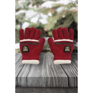 Manusi copii, model chic cu manseta elastica, tematica classy winter, marime 8 – 10 ani, rosii - Img 3