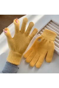 Manusi dama, model clasic calduros, accesorizate cu ursulet, tematica feeling warm, marime universala, galbene - Img 3
