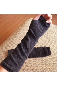 Manusi dama, model lung cu degete descoperite, tematica stay warm, marime universala, gri inchis - Img 4