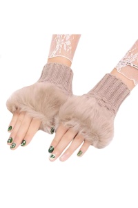 Manusi dama, model pentru incheietura, blanita la baza, marime universala, khaki