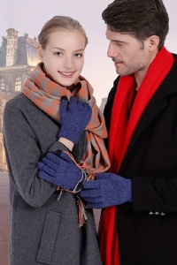 Manusi, model cu degete touch screen, tematica easy winter tech gloves, non – slip pe toata palma, unisex, marime universala, albastru navy - Img 3