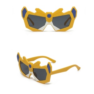 Ochelari de soare pentru baieti, model spirit de razboinic, tematica armura transformers, marime universala, galbeni - Img 3