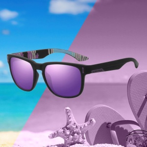 Ochelari de soare pentru barbati, model casual, tematica sport summer, marime universala, mov - Img 3