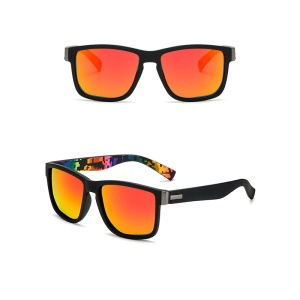 Ochelari de soare pentru barbati, model cool masculin, tematica fashion summer, marime universala, portocalii cu multicolor - Img 3