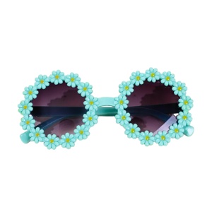 Ochelari de soare pentru copii, model pentru fetite cu floarea soarelui summer vibe, marime universala, verzi