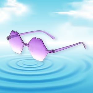 Ochelari de soare pentru copii, unisex, model cool unicat, tematica lips don't lie, marime universala, mov - Img 2