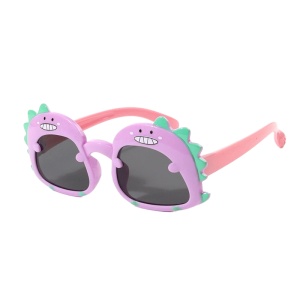 Ochelari de soare pentru copii, unisex, model cu dinozaur prietenos, tematica dino world, marime universala, mov