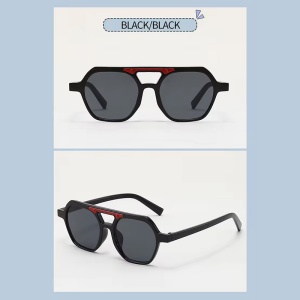 Ochelari de soare pentru copii, unisex, model cu rama chic, detaliu de contrast, tematica cool summer, marime universala, negri - Img 3