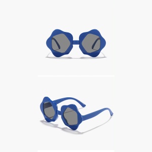 Ochelari de soare pentru copii, unisex, model cu rama cool, tematica perfect summer, marime universala, albastri - Img 3