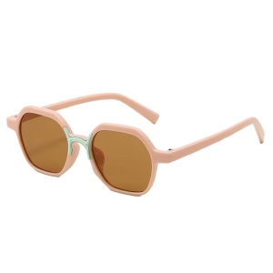 Ochelari de soare pentru copii, unisex, model cu rama fashion, cu detaliu de contrast, tematica cool summer, marime universala, roz