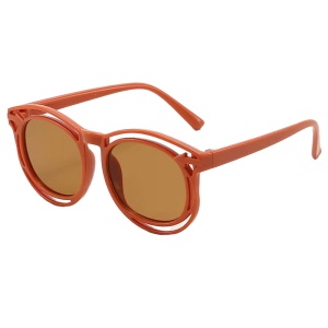 Ochelari de soare pentru copii, unisex, model cu rama fashion, tematica cozy summer, marime universala, maro