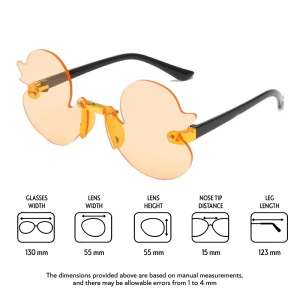 Ochelari de soare pentru copii, unisex, model cu ratuste, tematica Ducky the fancy duck, marime universala, portocaliu luminos - Img 4