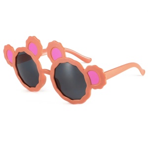 Ochelari de soare pentru copii, unisex, model cu urechi de ursulet, tematica fashion teddy, marime universala, maro