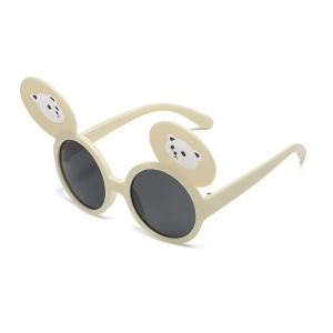 Ochelari de soare pentru copii, unisex, model cu urechiuse de ursulet, flexibili, marime universala, bej
