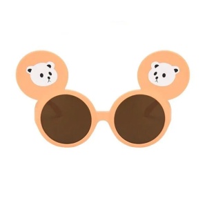 Ochelari de soare pentru copii, unisex, model cu urechiuse de ursulet, flexibili, marime universala, roz stins - Img 2
