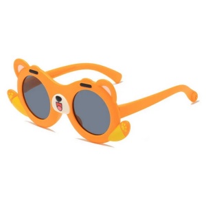 Ochelari de soare pentru copii, unisex, model cu ursulet prietenos, tematica teddy the friendly buddy, marime universala, portocalii