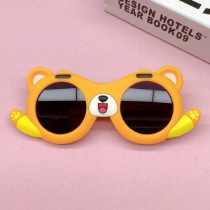 Ochelari de soare pentru copii, unisex, model cu ursulet prietenos, tematica teddy the friendly buddy, marime universala, portocalii - Img 4