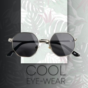 Ochelari de soare pentru copii, unisex, model fashion cu rama metalica, marime universala, negri cu argintiu - Img 2
