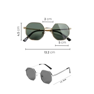 Ochelari de soare pentru copii, unisex, model fashion cu rama metalica, marime universala, verzi - Img 4