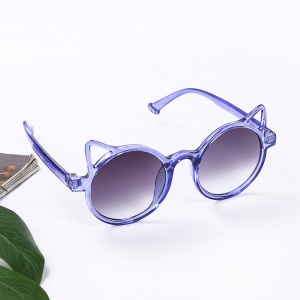 Ochelari de soare pentru copii, unisex, model pisicuta, accesorii urechiuse, marime universala, mov - Img 3
