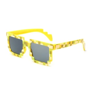 Ochelari de soare pentru copii, unisex, model pixelat, tematica cool gamer, marime universala, galbeni