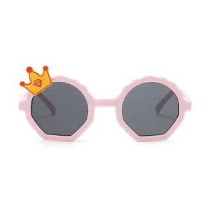 Ochelari de soare pentru copii, unisex, model printi si printese, marime universala, roz - Img 2