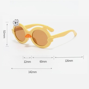 Ochelari de soare pentru copii, unisex, model ratusca nazdravana, accesorii decorative, marime universala, galbeni - Img 4