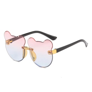 Ochelari de soare pentru copii, unisex, model ursulet, gradient, marime universala, albastru deschis