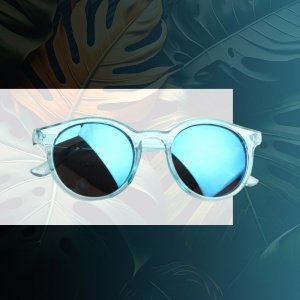 Ochelari de soare pentru copii, unisex, model vintage, rame fashion, marime universala, albastru deschis - Img 3