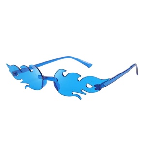 Ochelari de soare pentru femei, model cu flacara, tematica sexy and hot, marime universala, albastru inchis