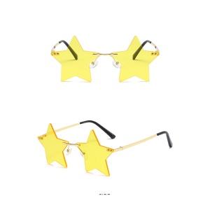 Ochelari de soare pentru femei, model super cool cu stea, tematica new star in town, marime universala, galbeni - Img 3