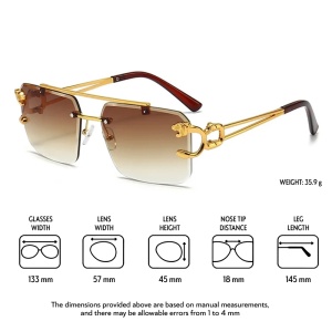 Ochelari de soare unisex, model elegant cu personalitate, tematica glamour life style, marime universala, maro - Img 3