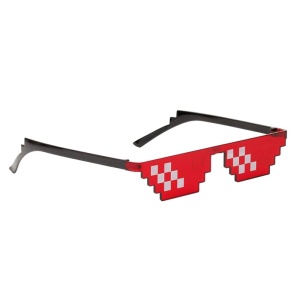 Ochelari de soare, unisex, model pixelat, tematica thug life, marime universala, rosii - Img 3