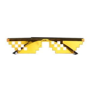 Ochelari de soare, unisex, model pixelat, tematica thug life, marime universala, galbeni - Img 4