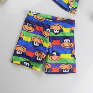 Pantaloni de baie pentru baieti, model lumea maimutelor fericite, multicolori - Img 4