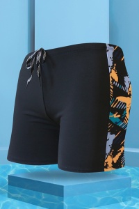 Pantaloni scurti de baie tip boxeri, barbati, imprimeu abstract, uscare rapida, portocaliu - Img 2