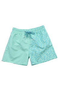 Pantaloni scurti de baie tip sort, barbati, verde, cameleon, imprimeu geometric abstract, uscare rapida - Img 4