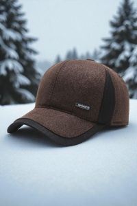 Sapca de barbati, cozoroc curbat, acoperitori pentru urechi, reglabila la spate, model calduros, tematica men style, marime universala, maro - Img 3