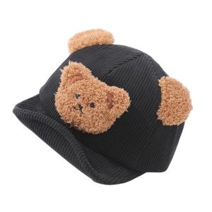 Sapca pentru copii, model haios cu cozoroc si ursulet, tematica baseball bear, 0 – 1 ani, neagra - Img 2
