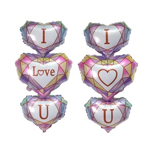 Set 2 baloane 3 inimi, mesaj „I love you“, decor indragostiti