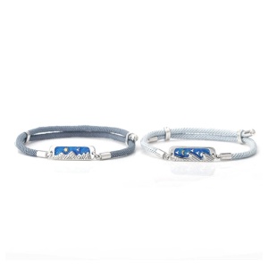 Set bratari cuplu, reglabile, accesoriu mare si munte, unisex, gri - Img 3