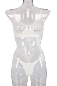 Set lenjerie sexy 2 piese cu dantela, sutien alb - Img 4