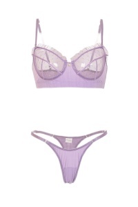 Set lenjerie sexy 2 piese cu dantela, sutien mov