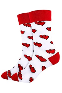 Soseste cute, model peste glezna, cu imprimeu grafic inimioare, tematica love socks, marime 36-42, unisex, rosii