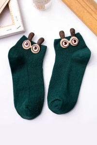 Soseste dama, model scurt accesorizat cu ochisori si urechiuse, tematica I see you, marime 38 – 42, verde - Img 3