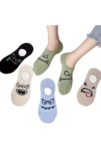 Sosete barbati, set 5 perechi, model cu fete haioase, scurte, tematica funny and goofy, marimea 39 – 44, multicolor