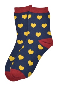 Sosete trendy, model peste glezna, imprimeu grafic cu inimioare, tematica magic heart, marime 36-42, unisex, albastru marin