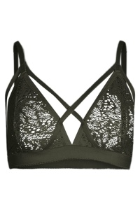 Sutien dama, bretele decorative, model floral, verde - Img 4