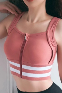 Vesta fitness dama din spandex, efect de sauna, cu fermoar, Roz - Img 2