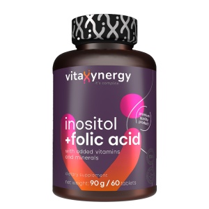 VITAXYNERGY INOSITOL + FOLIC ACID Supliment pentru Sanatatea Reproductiva si Functia Celulara, 60 tablete, Certificat GMP, Aprobat de Ministerul Sanatatii Certificat FDA, GMP, Halal